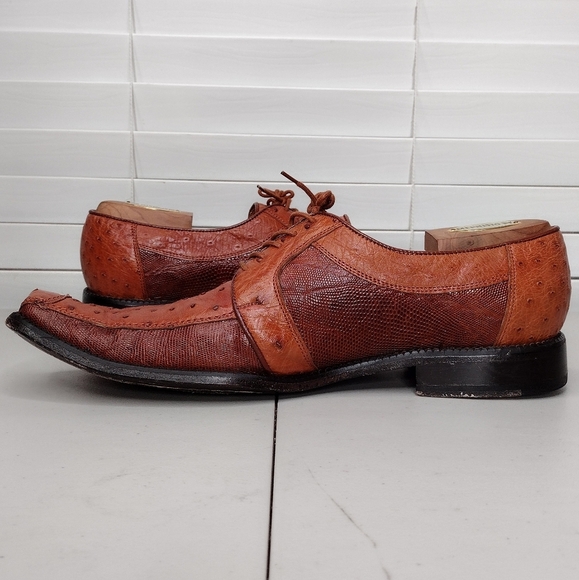 Los Altos Boots Lizard Ostrich Leather Office Business Oxford Dress Shoes Sz 11 - Picture 8 of 13